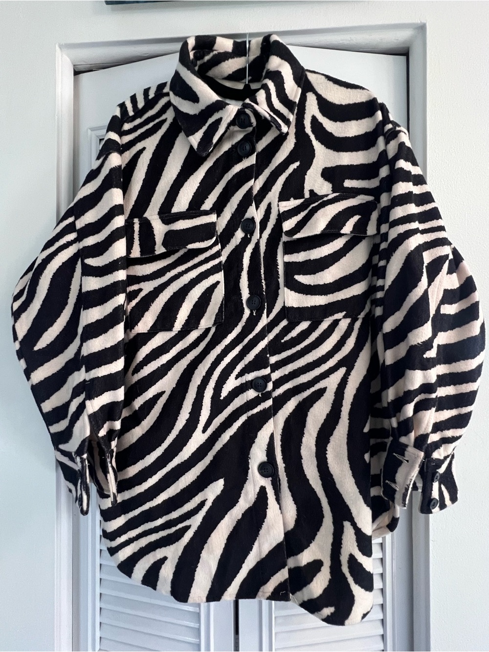 H&M Zebra Print Button-Up Shacket - Black & White